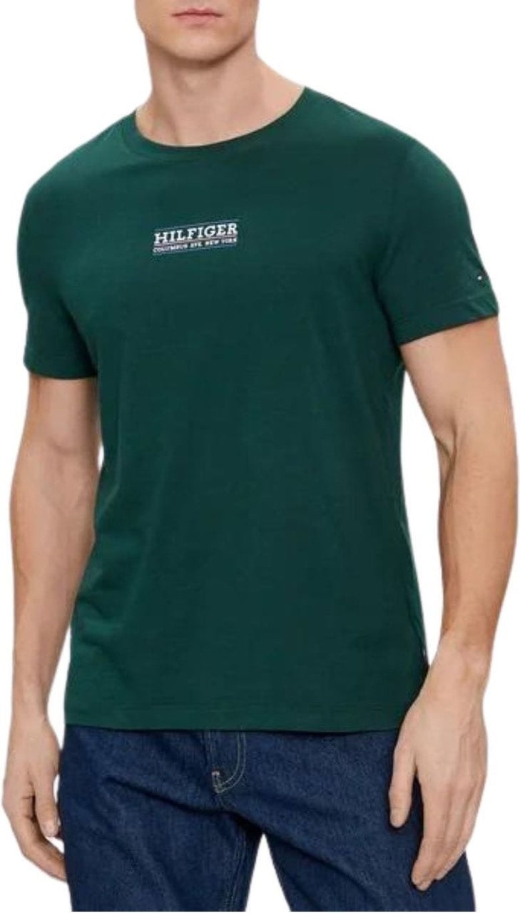Tommy Hilfiger T-shirt Uomo con logo piccolo Hilfiger Groen