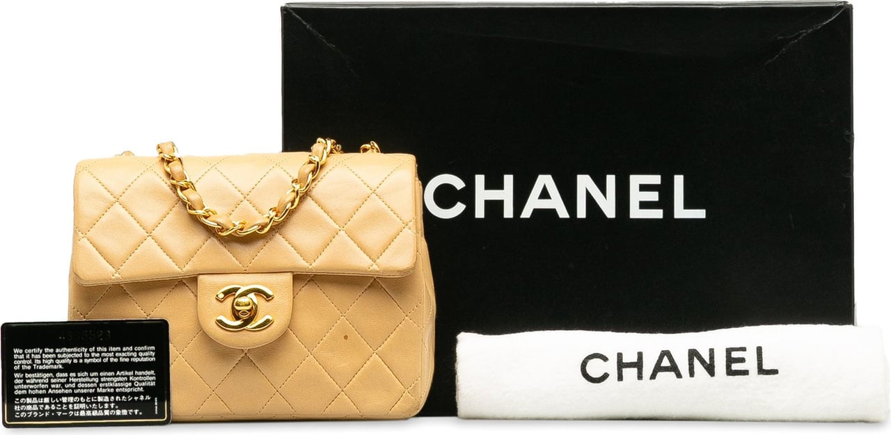 Chanel Mini Square Classic Lambskin Single Flap Geel