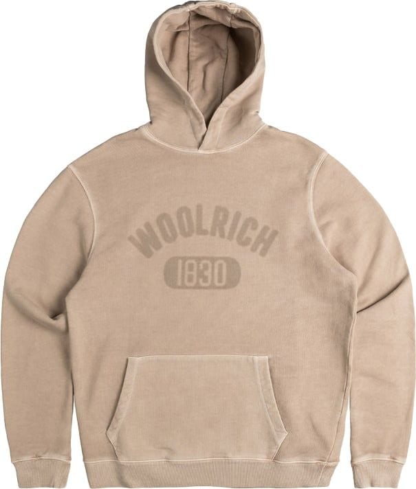 Woolrich Garment dyed logo hoodie rope Bruin