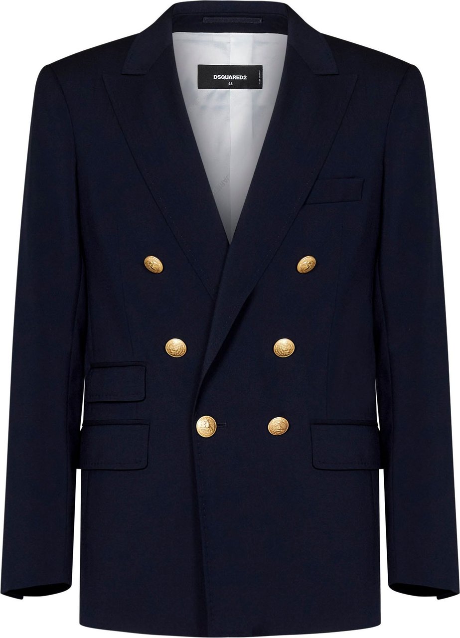 Dsquared2 Palm Beach Blue Double Breasted Jacket Blue Blauw