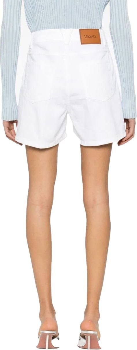 Versace high-rise straight-leg denim shorts Wit