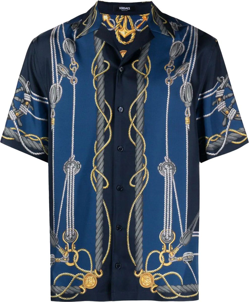 Versace nautical-print short-sleeve silk sh Divers