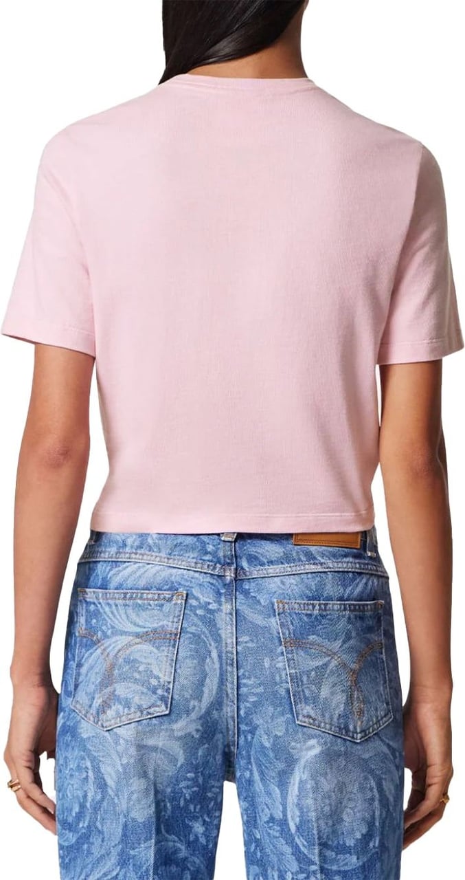 Versace Medusa-safety-pin cotton T-shirt Roze