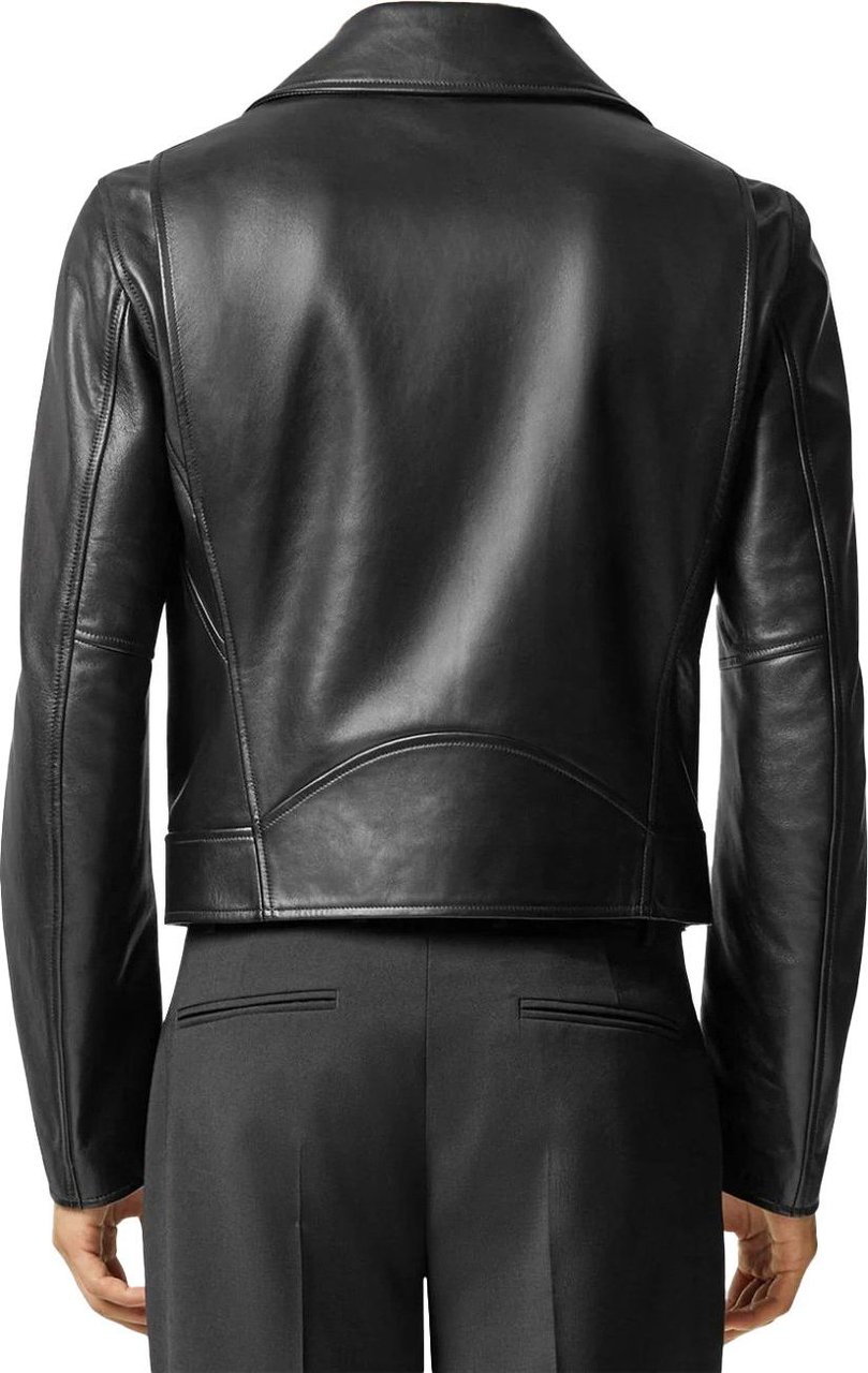Versace leather biker jacket Zwart