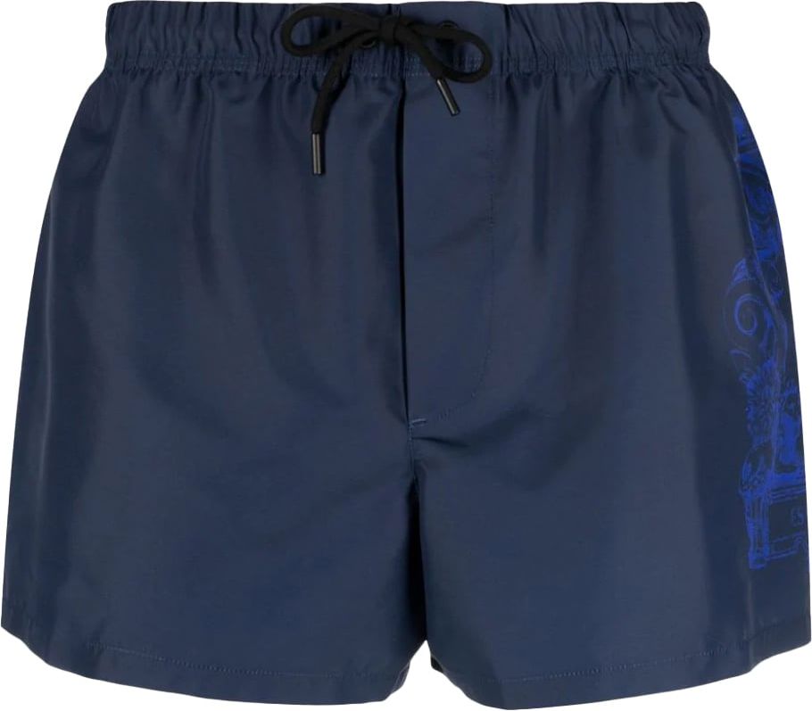 Versace Cartouche-print swim shorts Blauw