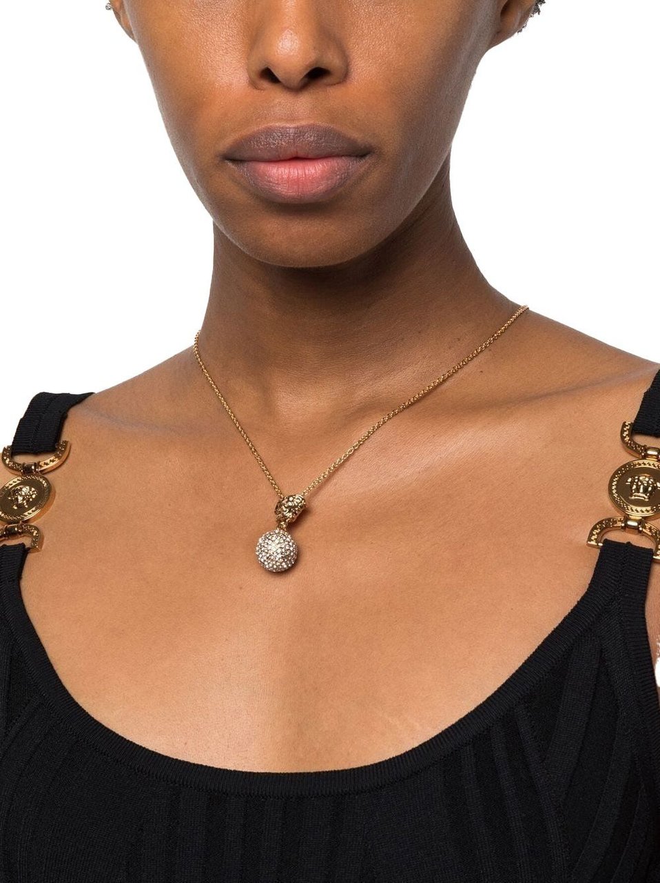 Versace Medusa crystal-embellished necklace Metallic