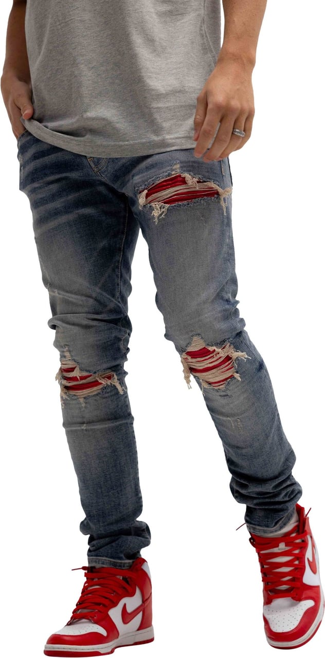 My Brand Red Ripped Biker Jeans Heren Rood