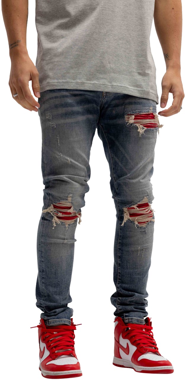 My Brand Red Ripped Biker Jeans Heren Rood