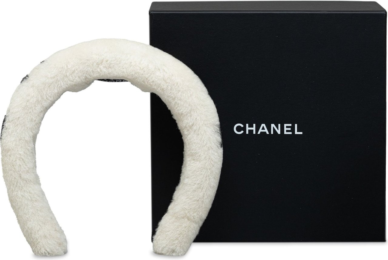 Chanel Shearling Logo Headband Wit