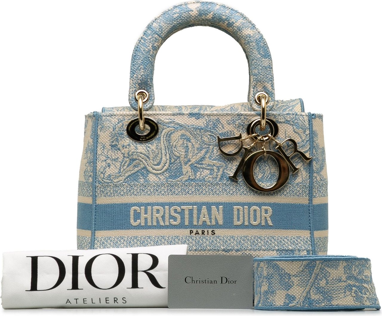 Dior Medium Toile de Jouy Lady D-Lite Blauw