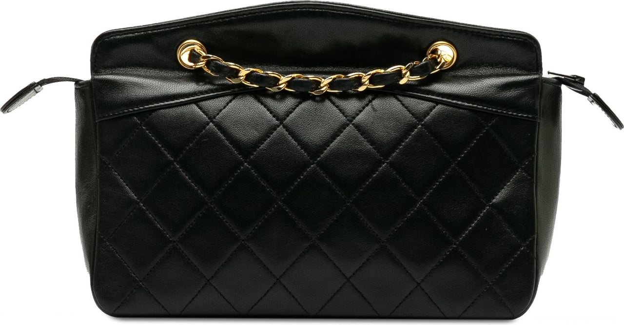 Chanel Quilted Lambskin Chain Shoulder Bag Zwart