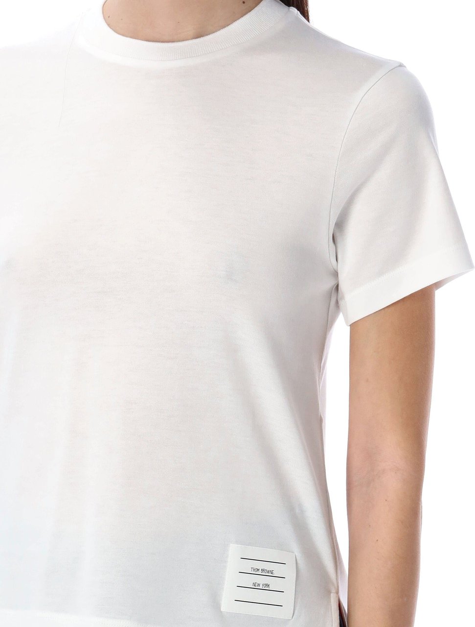 Thom Browne RELAXED FIT SS TEE WITH SIDE SLITS IN LT Wit