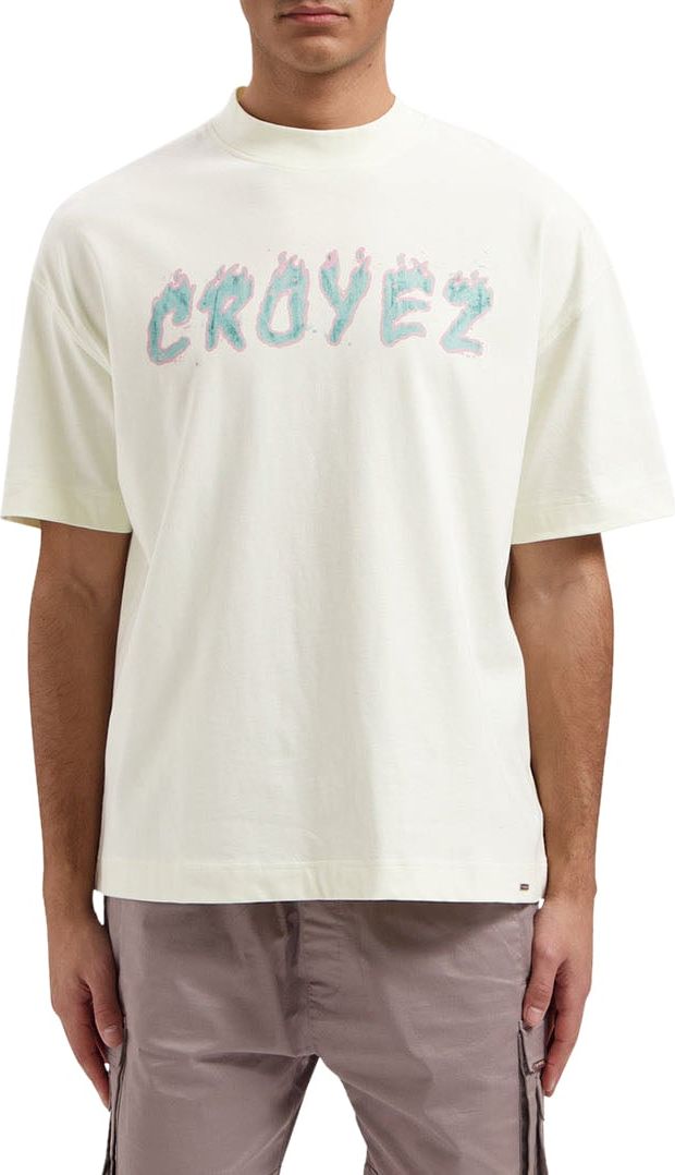 Croyez croyez burning logo t-shirt - buttercream/pink Wit