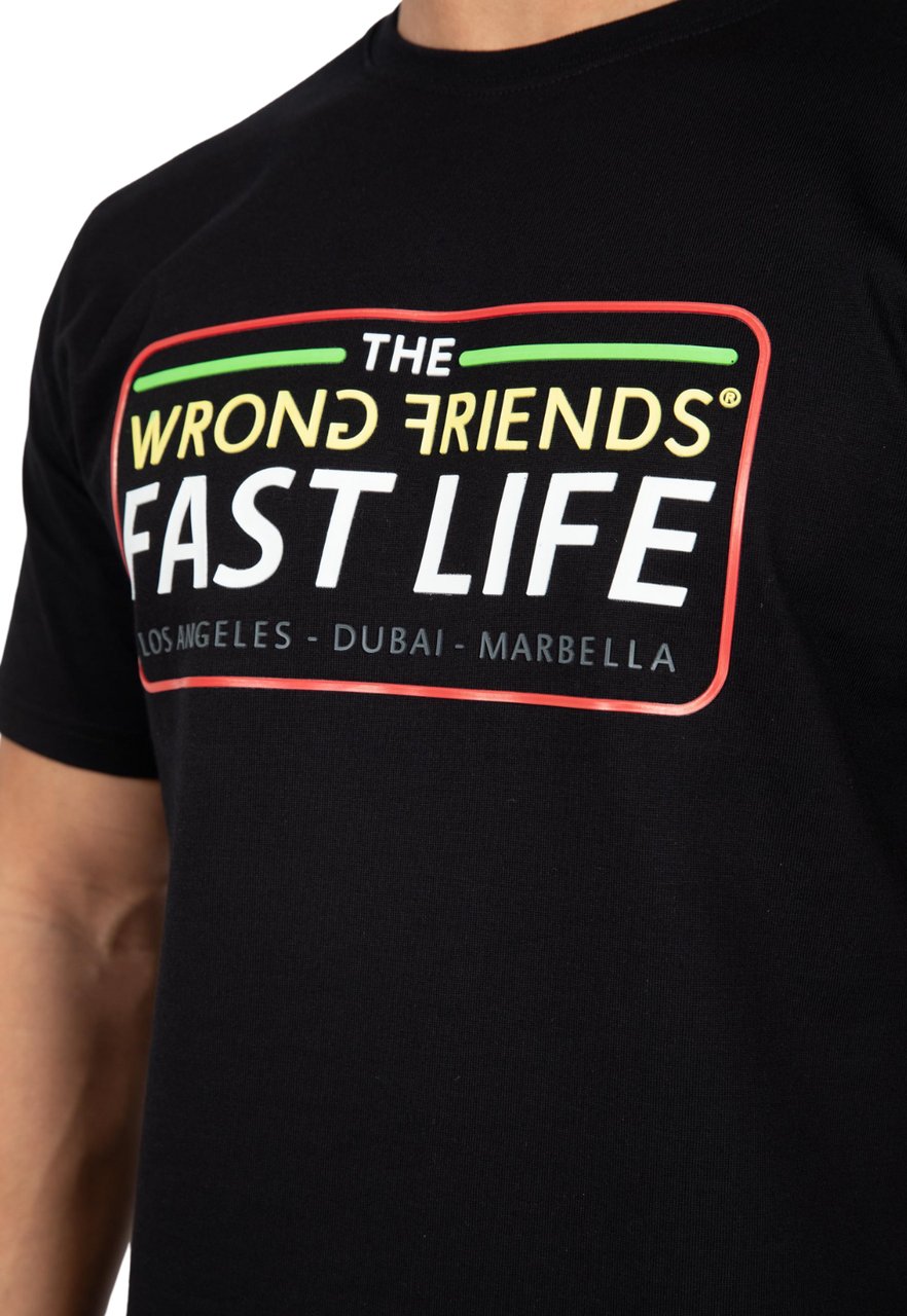 Wrong Friends FAST LIFE T-SHIRT - BLACK Zwart