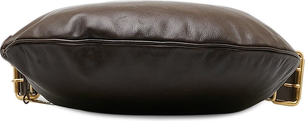 Fendi Leather Oyster Shoulder Bag Bruin