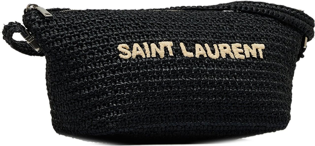 Saint Laurent Le Raffia Logo Shoulder Bag Zwart