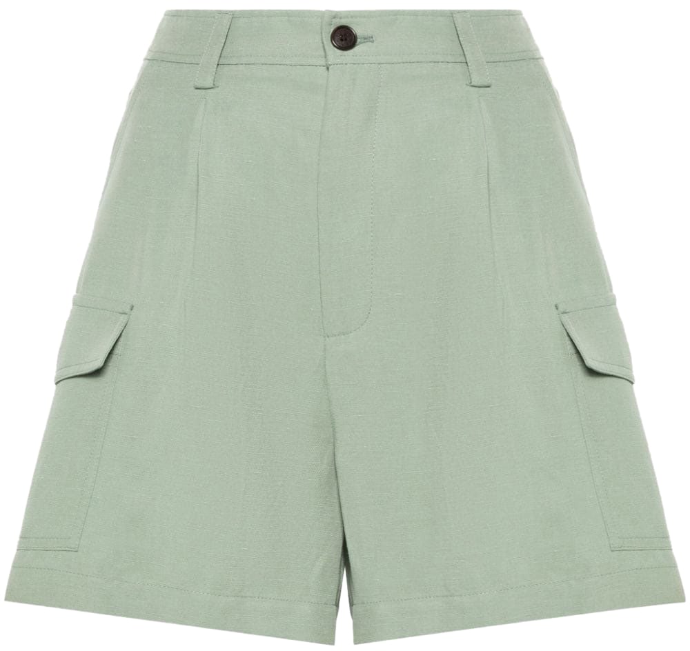 Woolrich viscose linen short lightgreen (lime) Groen