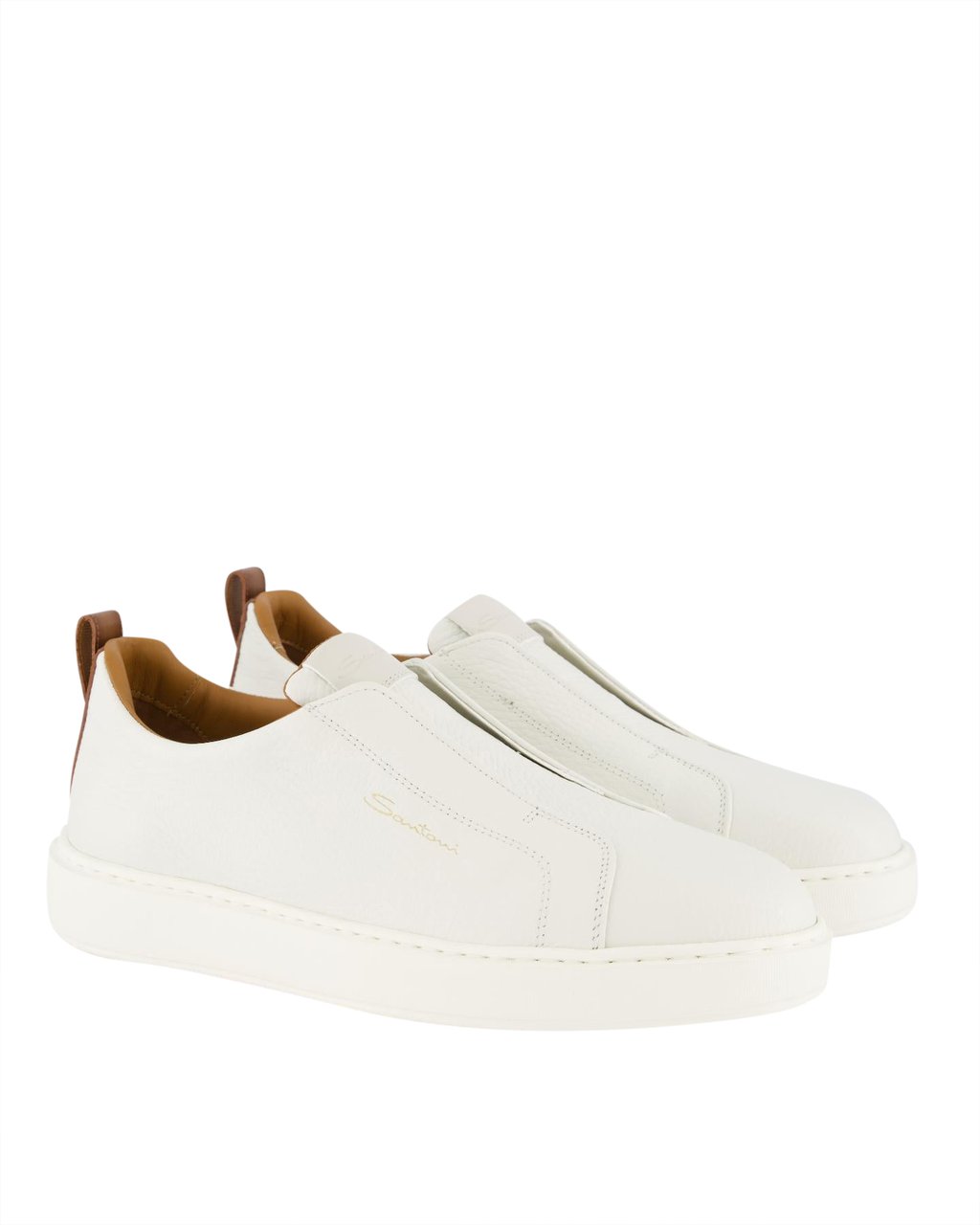 Santoni Heren Victor Sneaker Wit Wit