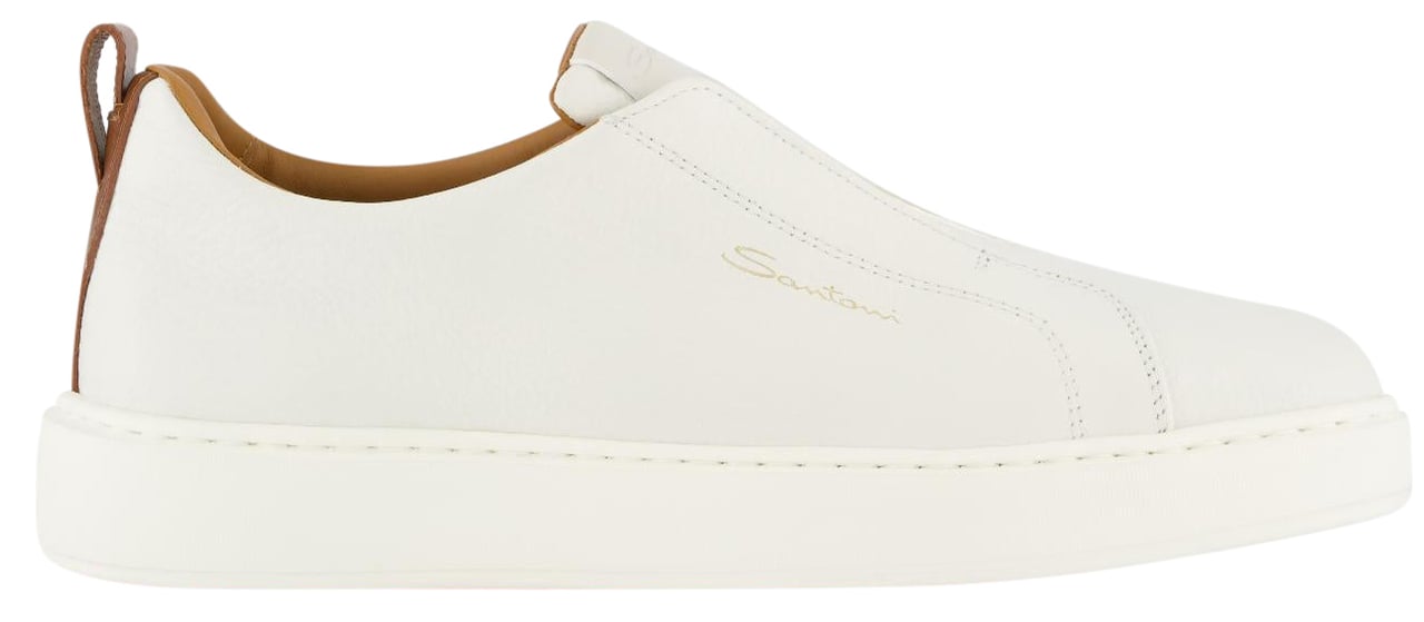 Santoni Heren Victor Sneaker Wit Wit