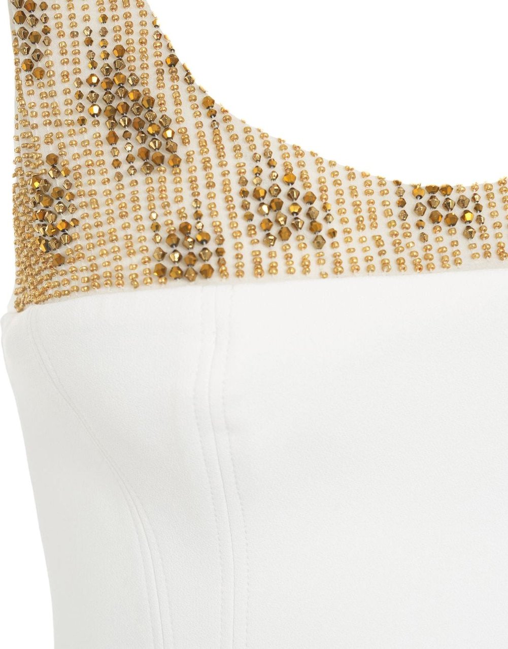 Elisabetta Franchi Crêpe mini dress with pearl embroidery Wit