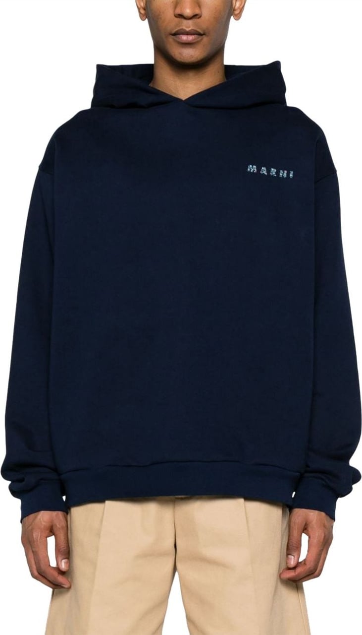 Marni hoodie en coton a logo imprime 2 Blauw