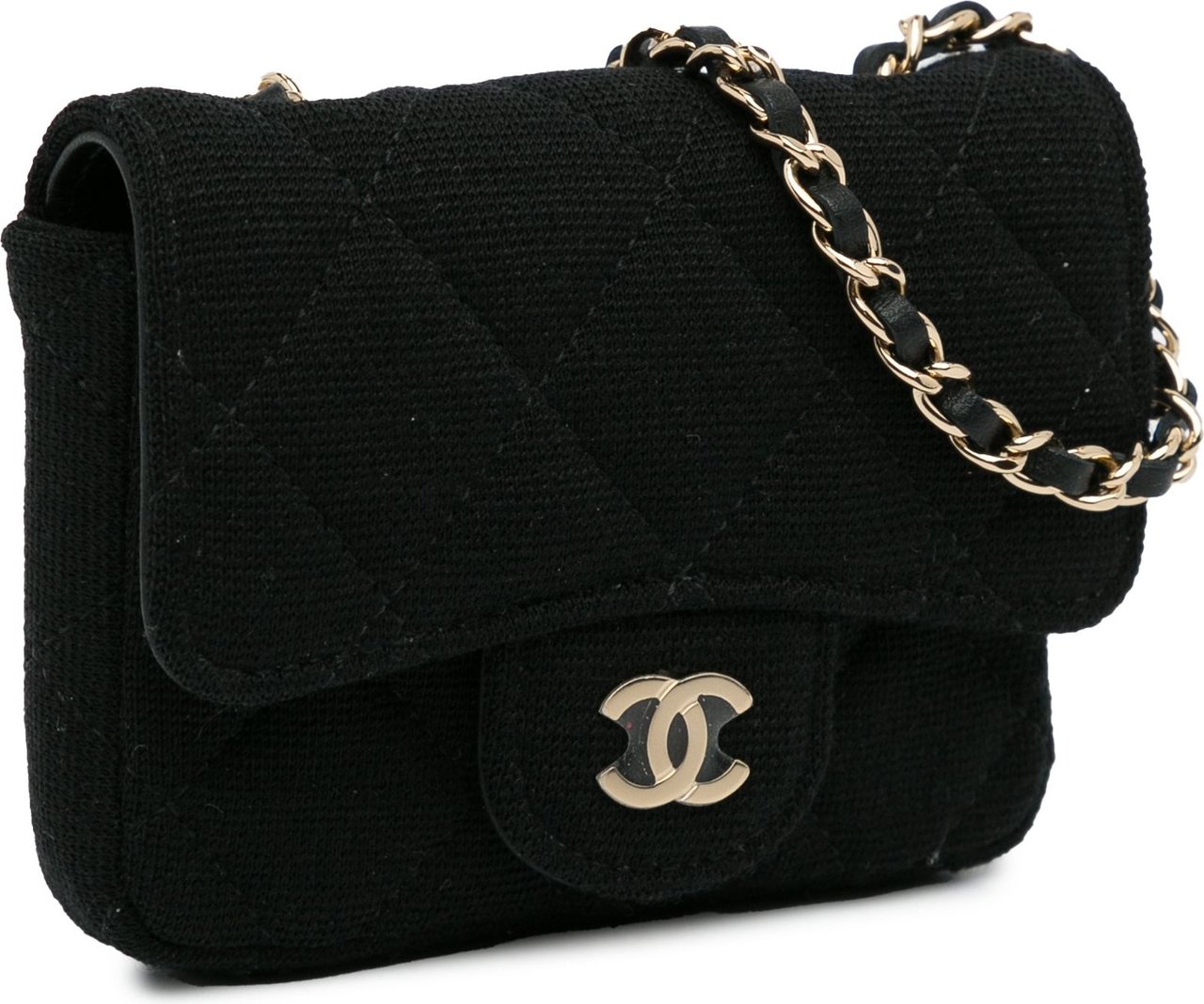 Chanel CC Jersey Flap Chain Belt Bag Zwart