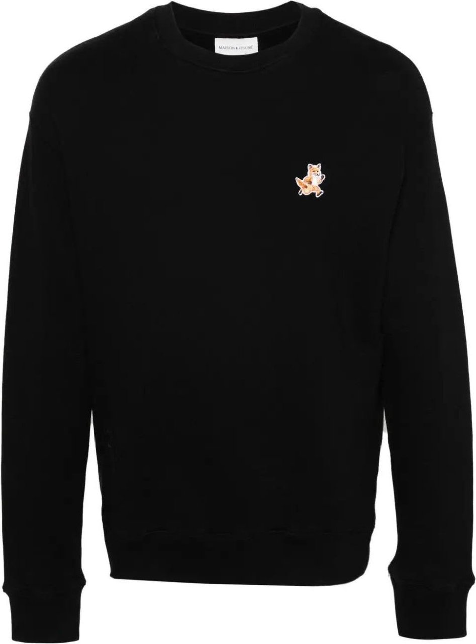 Maison Kitsuné speedy fox patch comfort sweatshirt black Zwart