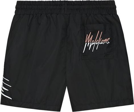 Malelions Malelions Men Split Swim Shorts - Black/Mauve Zwart
