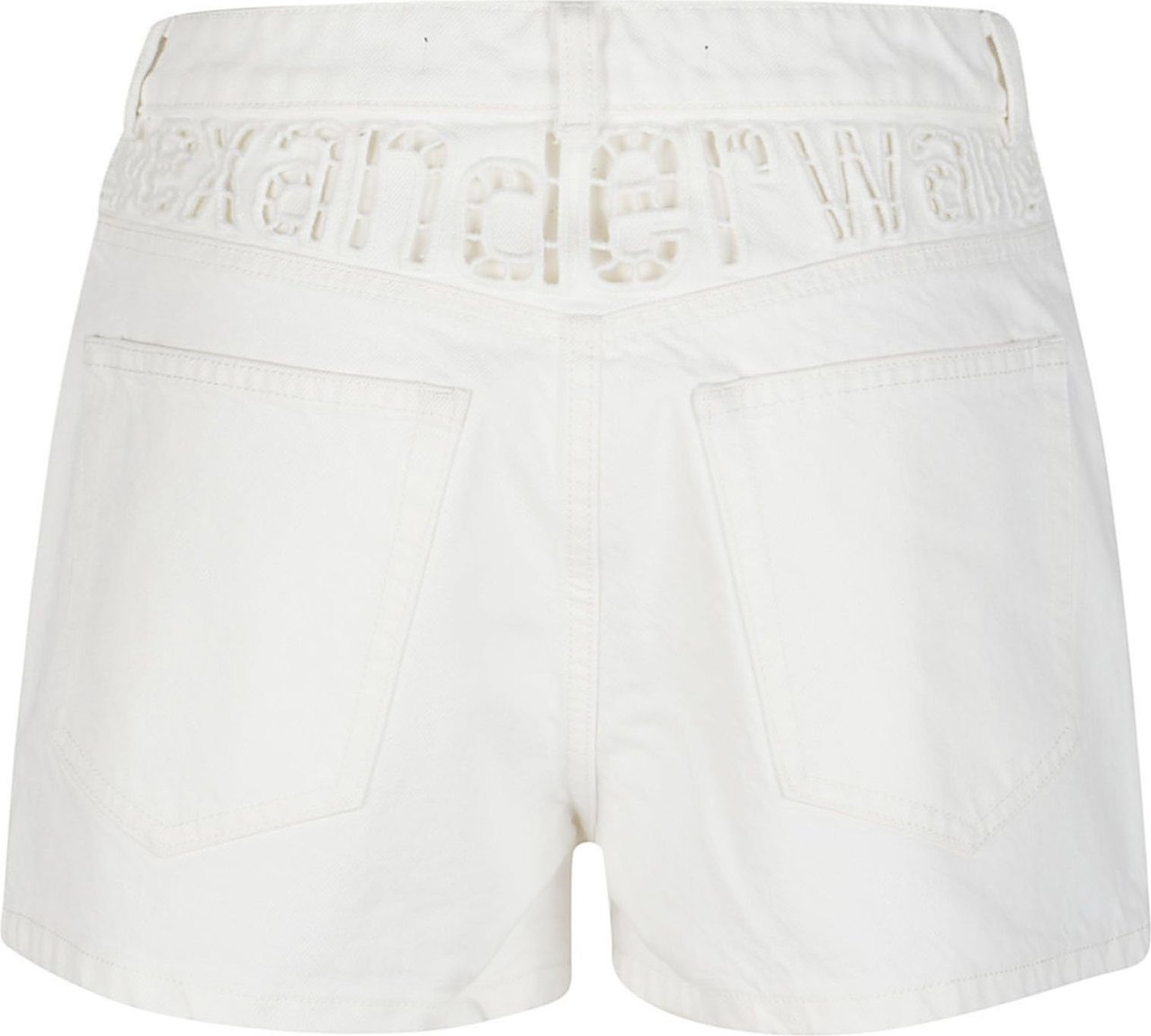 Alexander Wang High Rise Logo Cut Out Embroidery Short White Wit