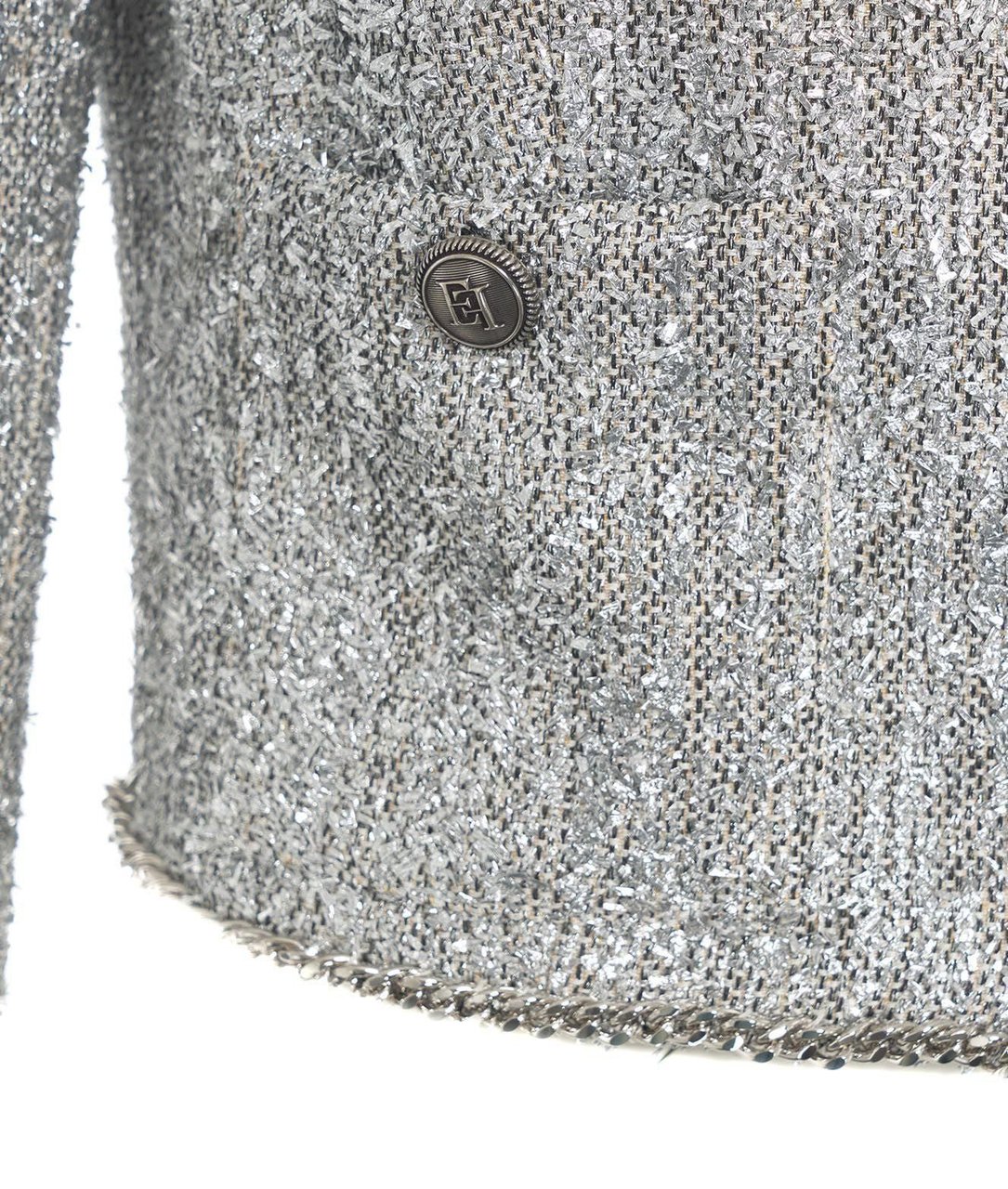 Elisabetta Franchi Lurex tweed jacket Zilver