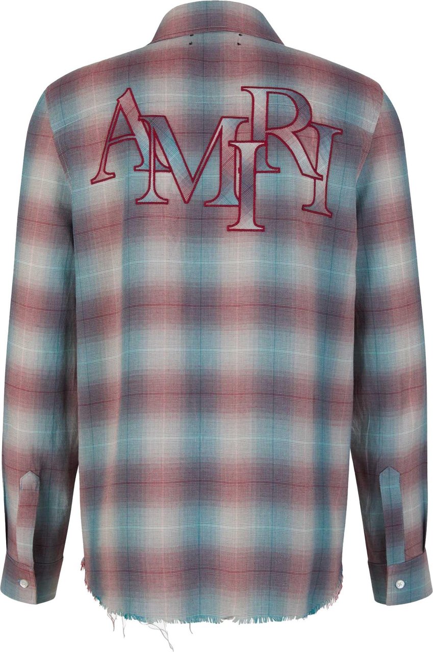 Amiri Checked Logo Shirt Rood