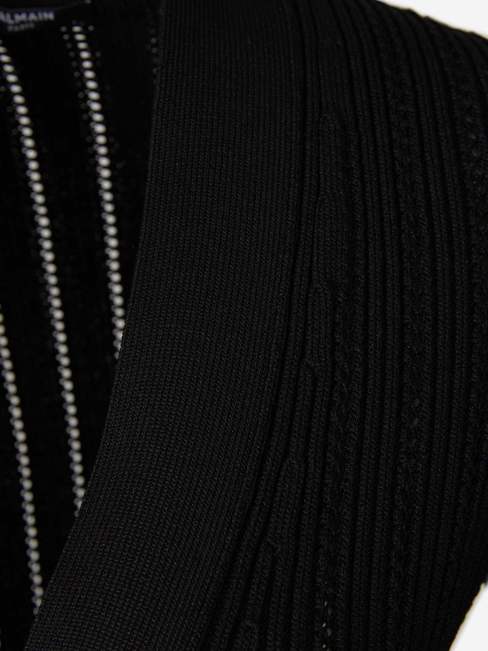 Balmain Cropped Knit Cardigan Zwart