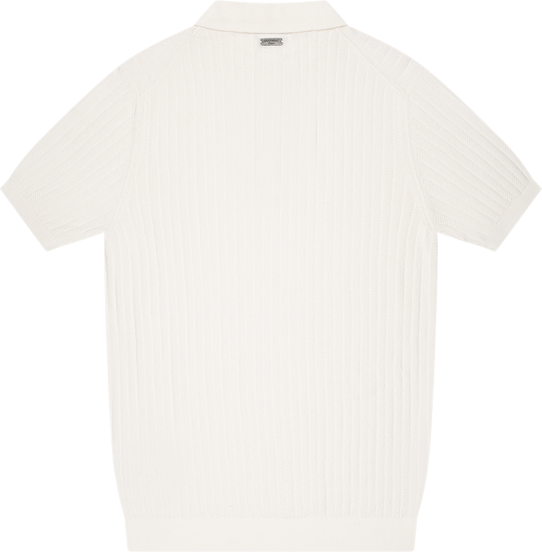 Quotrell Quotrell Couture - Jay Knitted Polo | Off White/black Wit
