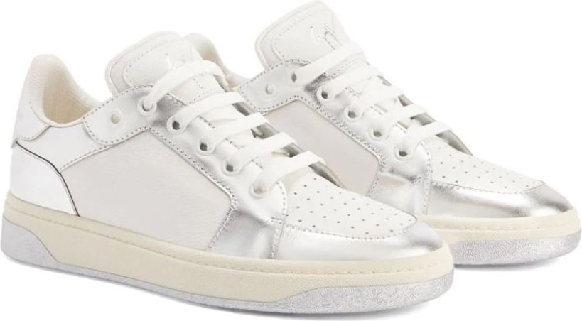 Giuseppe Zanotti witte sneakers met grijze afwerking Wit