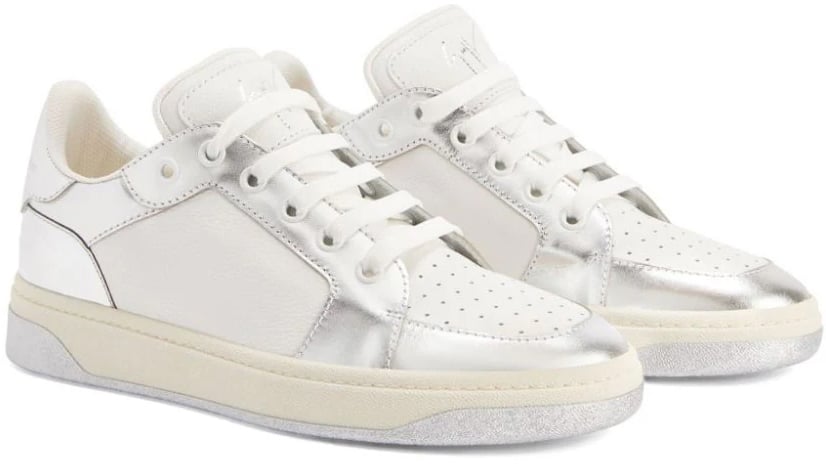 Giuseppe Zanotti witte sneakers met grijze afwerking Wit