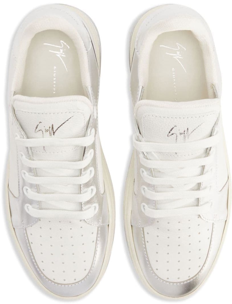 Giuseppe Zanotti witte sneakers met grijze afwerking Wit