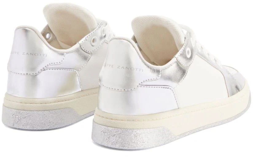 Giuseppe Zanotti witte sneakers met grijze afwerking Wit