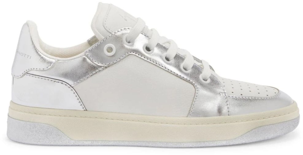 Giuseppe Zanotti witte sneakers met grijze afwerking Wit