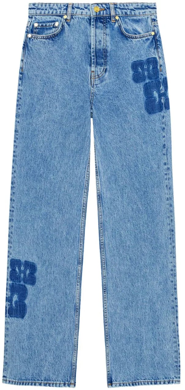 Ganni jeans blauw logo Blauw