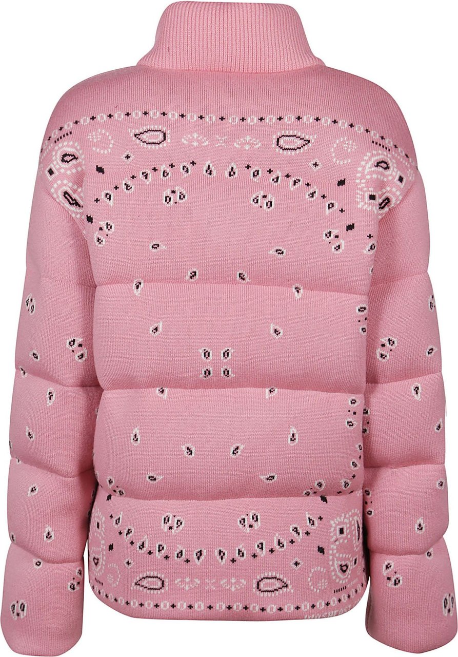 Alanui Bandana Jacquard Puffer Jacket Pink & Purple Roze