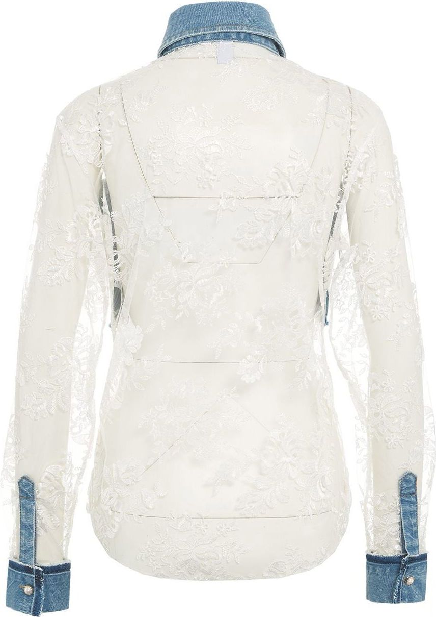 Liu Jo Denim blouse with lace Blauw