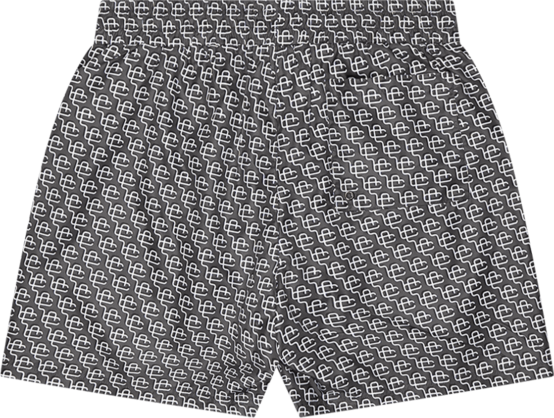 Quotrell Quotrell Couture - Monogram Swimshorts | Anthracite/white Zwart
