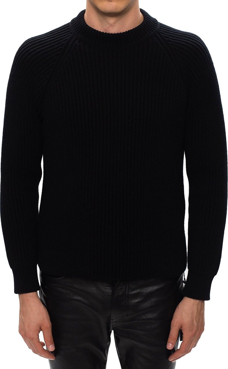 Saint Laurent Saint Laurent Wool Rib-Knit Sweater Zwart