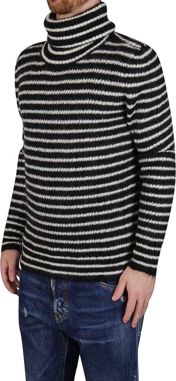 Saint Laurent Saint Laurent Wool Striped Sweater Zwart
