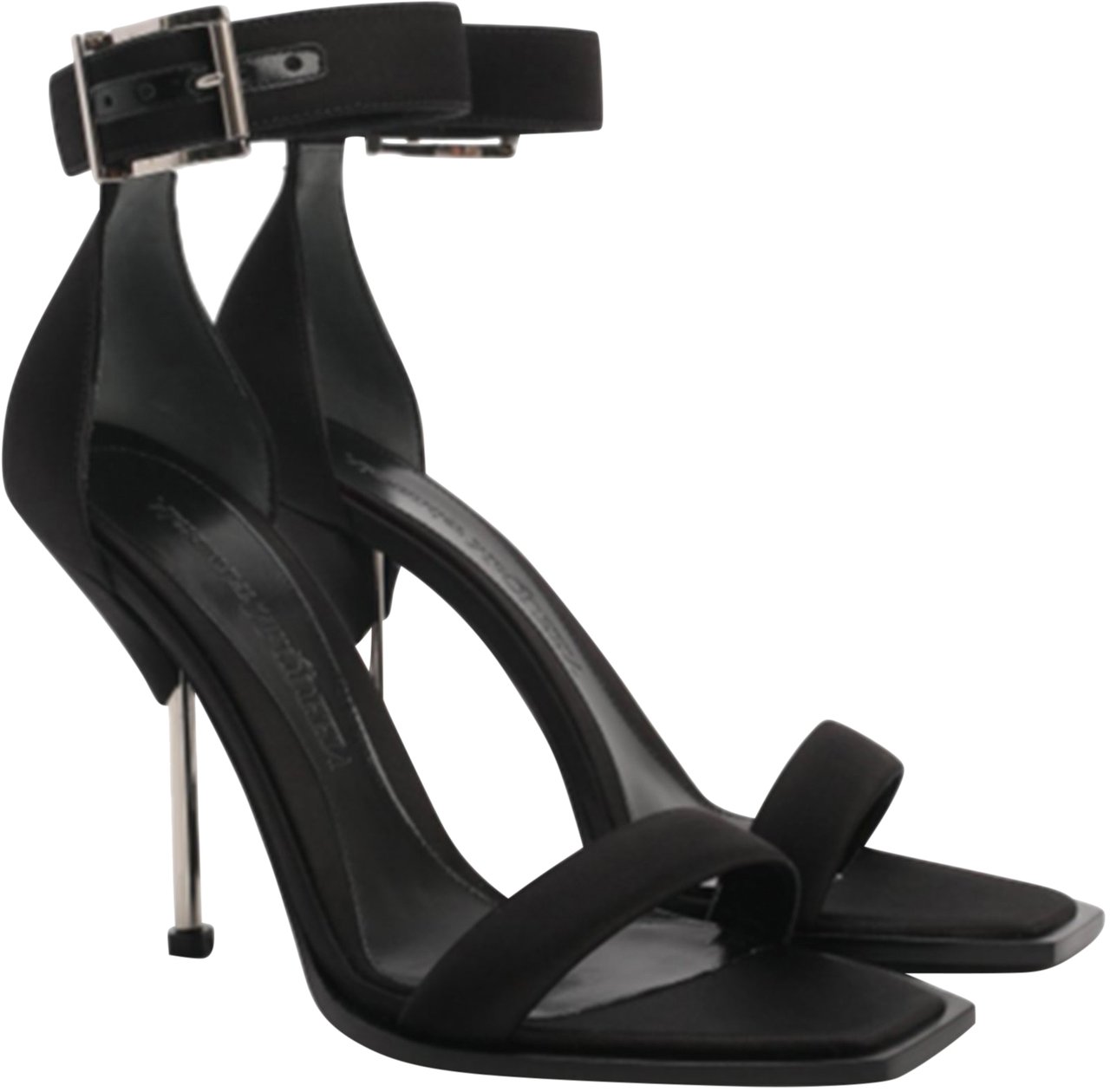 Alexander McQueen Alexander Mcqueen Silk Satin Heel Sandals Zwart