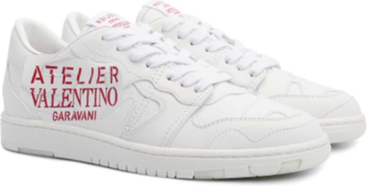 Valentino Valentino Garavani Leather Logo Sneakers Wit