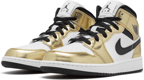 Nike Air Jordan 1 Mid White Metallic Gold Wit