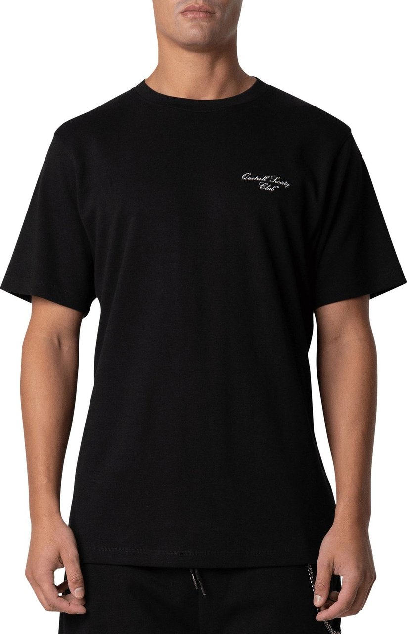 Quotrell Society Club T-shirt | Black/white Zwart