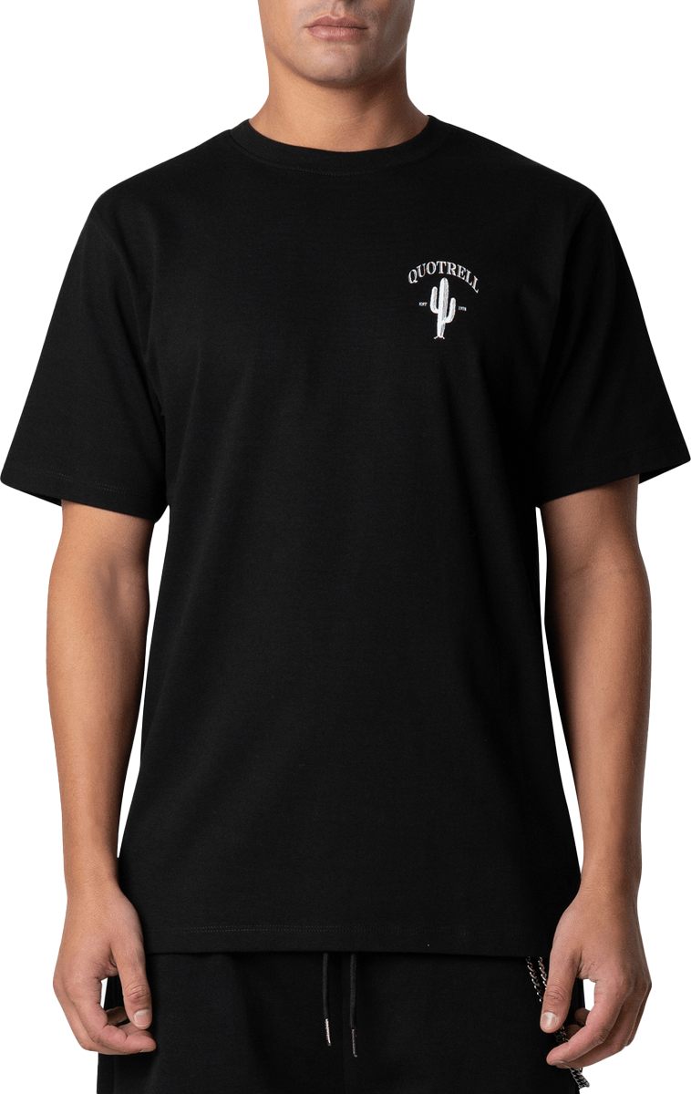 Quotrell Cactus T-shirt | Black/white Zwart