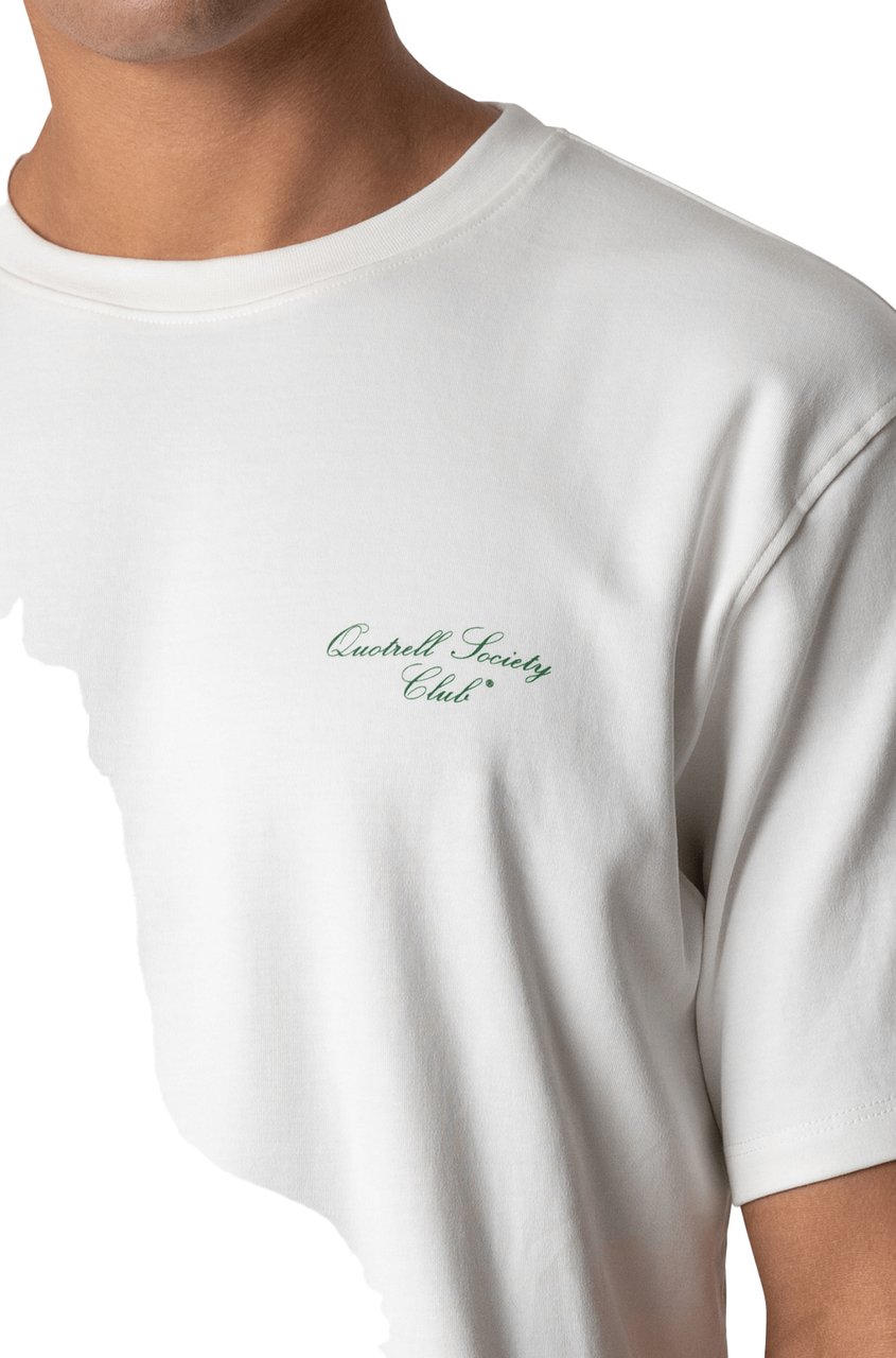 Quotrell Society Club T-shirt | Off White/green Wit
